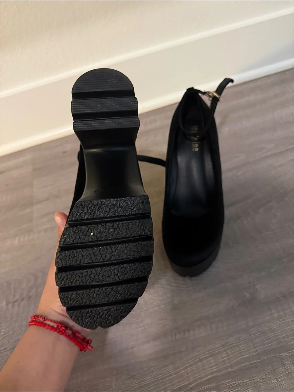 Chunky Platform Mary Jane Heels in Black